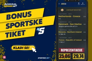 AdmiralBet bonus tiket - Reprezentacije i kvota 29,74